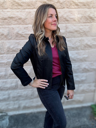 90's Zip Front Jacket Black Coated by Liverpool