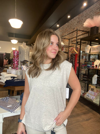 Oatmeal Heather Cap Sleeve