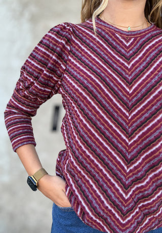 Burgundy Multi Stripe Top by Liverpool