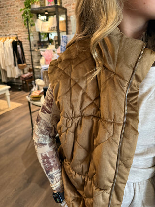 Cosmic Quilted Vest Golden Olive
