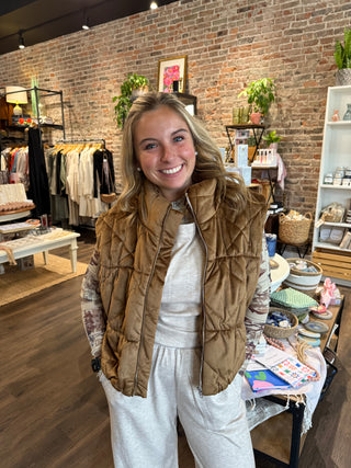 Cosmic Quilted Vest Golden Olive