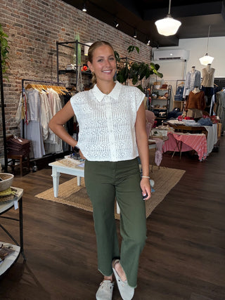 Clear Eyes Wide Leg Denim Green