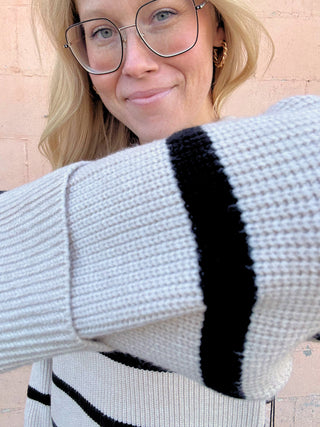 Oat & Black Half Zip Sweater