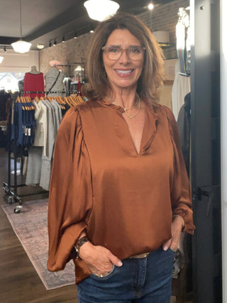 Hathaway Split Neck Long Sleeve Blouse