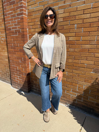 Boyfriend Blazer Khaki Check