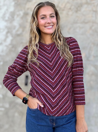 Burgundy Multi Stripe Top by Liverpool