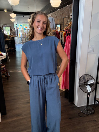 Sugarloaf Linen Top Indigo