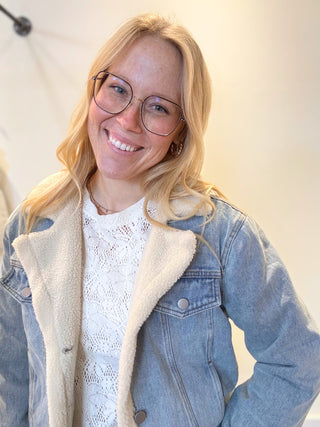 Metropolis Mid Wash Denim Jacket w/Faux Shearing Sadie & Sage