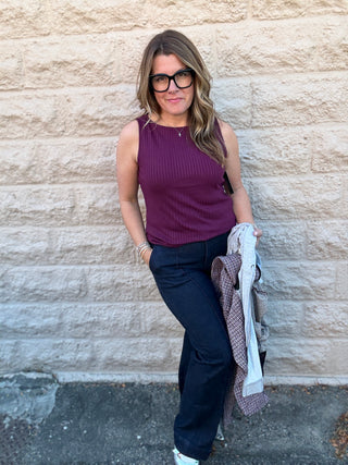 Sleeveless Boatneck Wine Berry by Liverpool