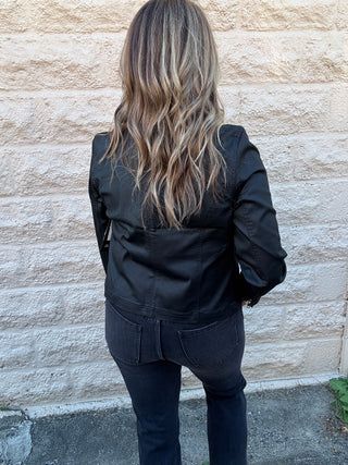 90's Zip Front Jacket Black Coated by Liverpool