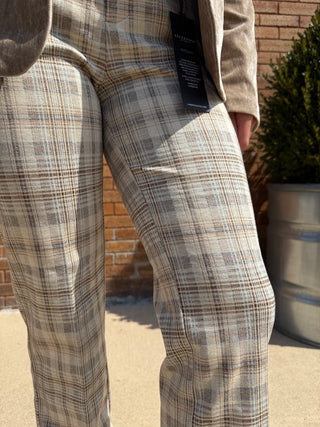 High Rise Kelsey Taupe & Blue Plaid by Liverpool