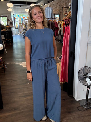 Sugarloaf Linen Top Indigo