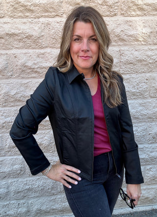 90's Zip Front Jacket Black Coated by Liverpool