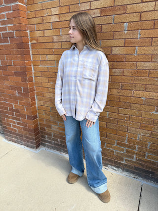 River Plaid Button Up Lavender Ice by Z Supply