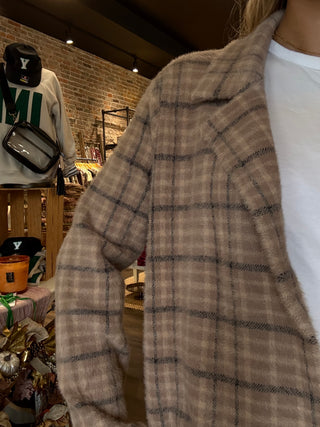 Coatigan Camel Cream Plaid