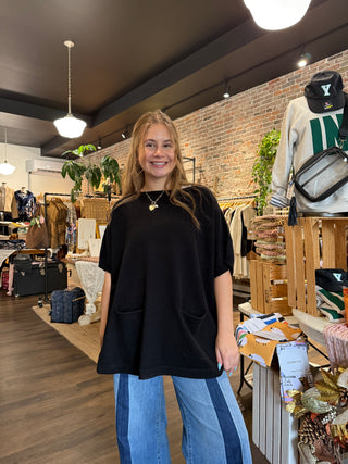 Half Sleeve Dolman Sweater Black