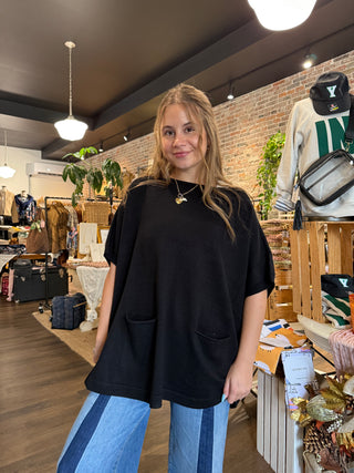 Half Sleeve Dolman Sweater Black