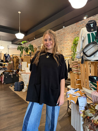 Half Sleeve Dolman Sweater Black