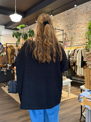 Half Sleeve Dolman Sweater Black