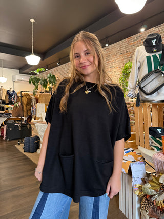 Half Sleeve Dolman Sweater Black