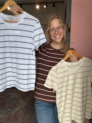Foundation Stripe Tee Biscuit