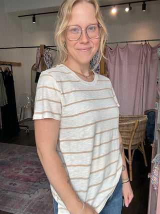 Foundation Stripe Tee Biscuit