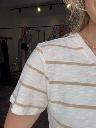 Foundation Stripe Tee Biscuit