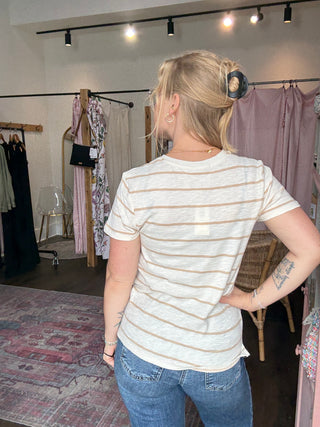 Foundation Stripe Tee Biscuit