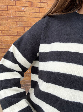 Carlyle Crewneck Sweater Black Stripe by Daze