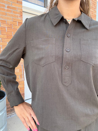 Popover Shirt Black Olive