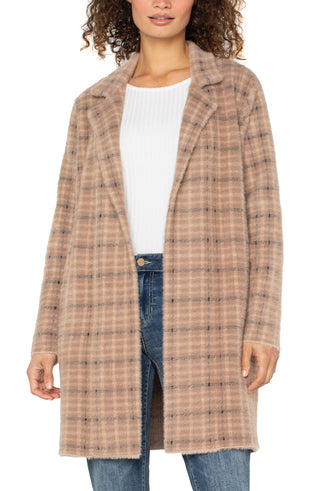 Coatigan Camel Cream Plaid