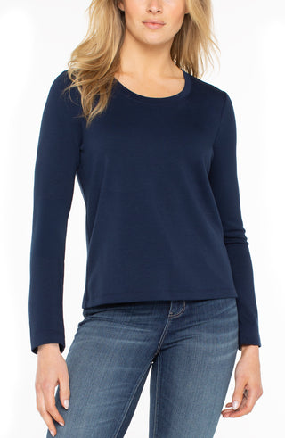 Long Sleeve Knit Top Dark Navy