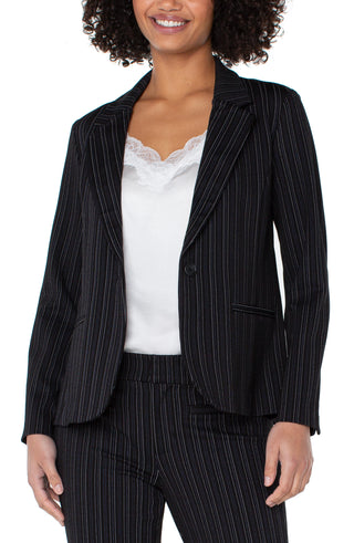 Fitted Blazer Navy Stripe