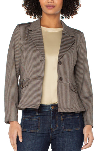 Peplum Blazer Camel & Sand Stripe