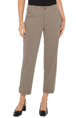 Utility Crop in Black & Tan Houndstooth by Liverpool