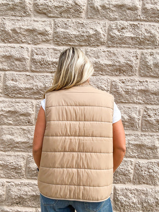 Reversible Zip Front Quilted Sweater Vest Harvest Khaki by Liverpool