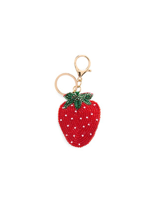 Beaded Strawberry Keychain