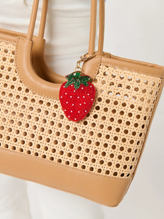 Beaded Strawberry Keychain