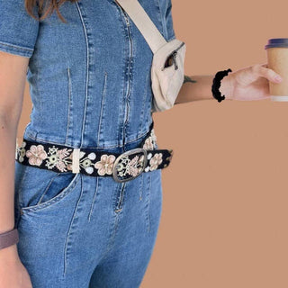Cappuccino Wide Embroidered Belt