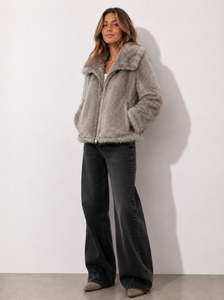 Dumbo Reversible Faux Fur & Leather Bomber Jacket Fur Jacket