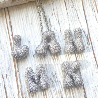 Bubble letter charm necklace crystal  fall Christmas gift