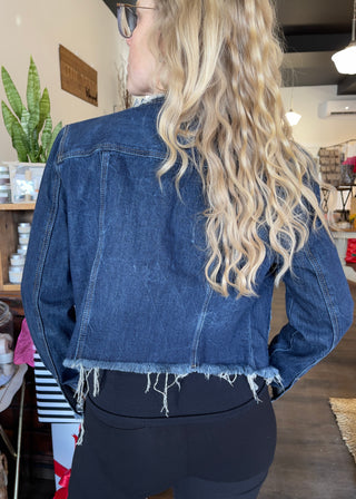 Classic Jean Jacket with Fray Hem