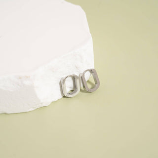 18K Gold PVD Stainless Steel Oval Huggies