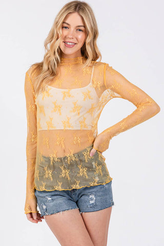 White Lace Long Sleeve Layering Top