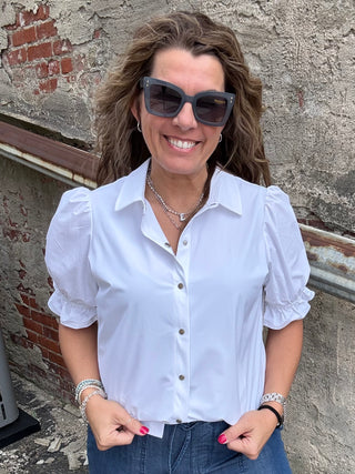 Elbow Puff Sleeve Blouse by Liverpool White