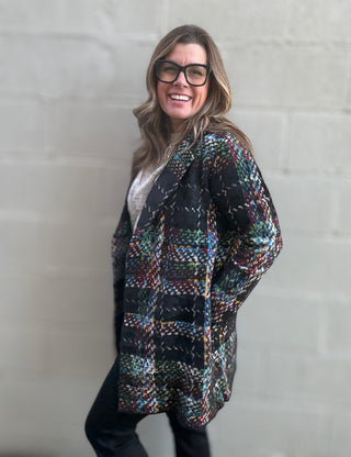 Black Plaid Coatigan by Liverpool