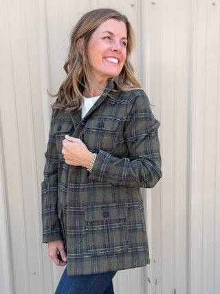 Funnel Neck Field Jacket - Olive Multi