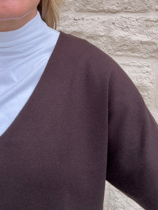Short Sleeve Vneck Dolman Popover Sweater - Java