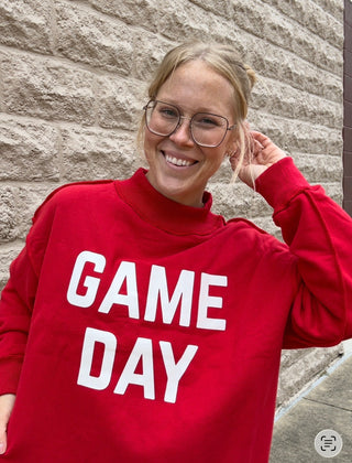Game Day & Sunday Funday Reversible Sweatshirt - Red by Panache