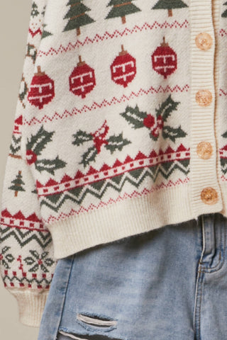 Christmas Forest Knit Sweater Cardigan